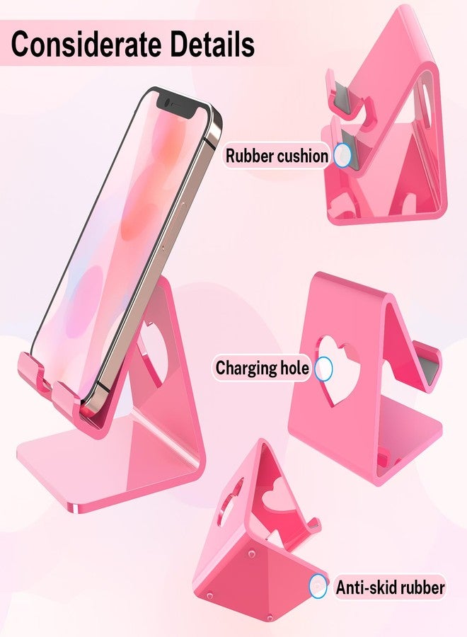 Crpich Acrylic Cell Phone Stand, Portable Phone Holder, Pink Phone Stand for Desk, Compatible with Phone16 15 14 13 12 Pro Max Mini 11 SE, Switch, Android Smartphone, Pad, Tablet, Desk Accessories - Image 2